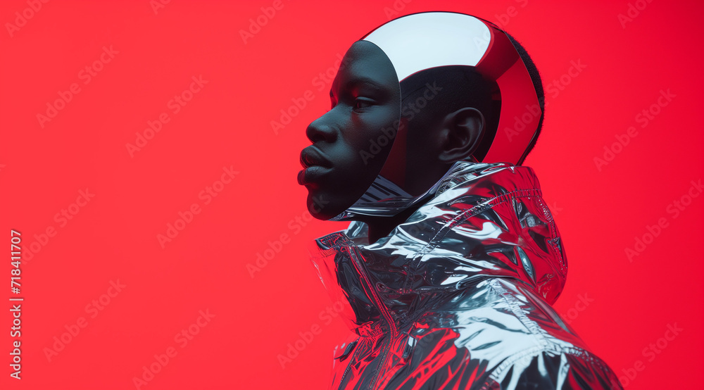 A black beauty, fashion model in silver A black beauty, fashion model in silver
