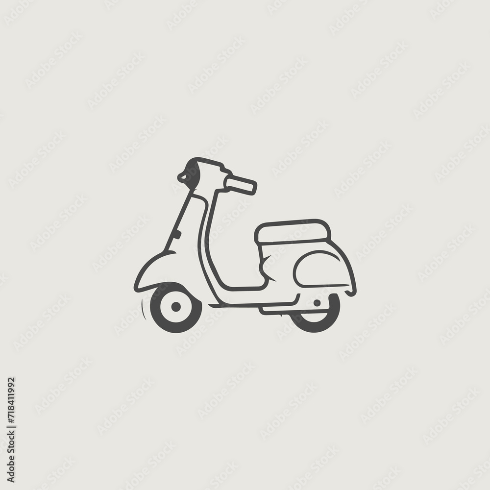 Obraz premium スクーターをシンボリックに用いたシンプルなロゴのベクター画像