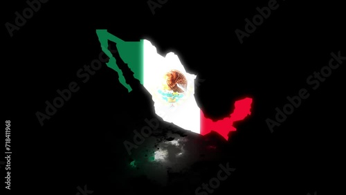 Mexican map and flag in animation 3d