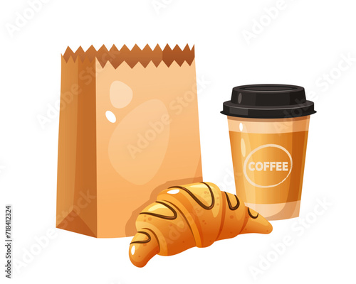 Croissant with coffee cup

