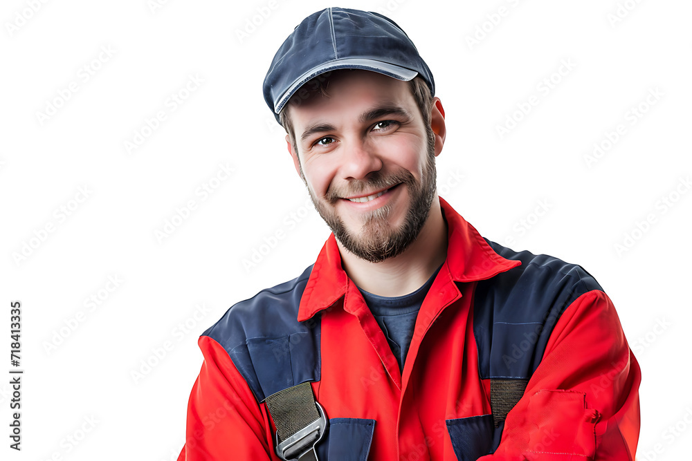 portrait of a smiling car mechanic isolated on a white background portrait of a smiling car mechanic isolated on a white background
