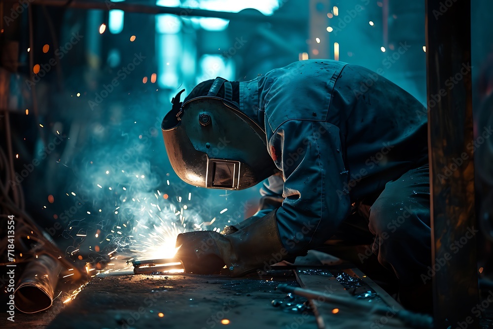 portrait of a welder doing welding work portrait of a welder doing welding work