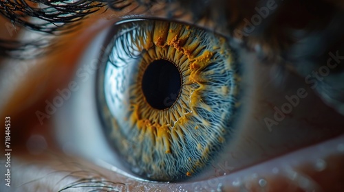 Beautiful blue human eye very close-up macro photography. 