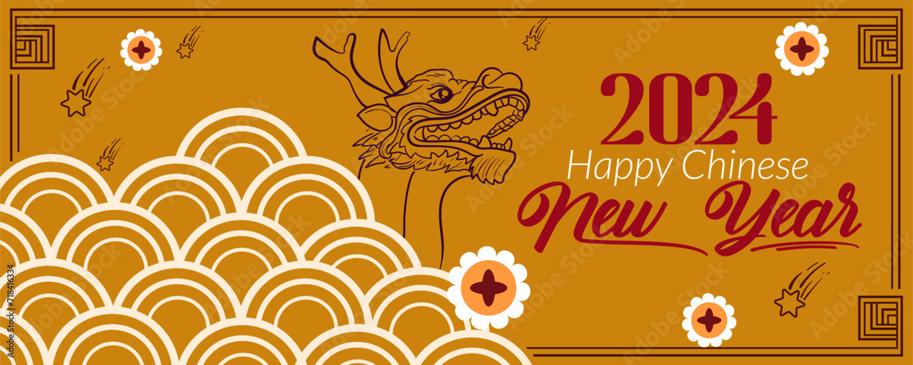 Happy Chinese new year background vector. Year of the dragon design wallpaper with Chinese theme Modern luxury oriental illustration Happy Chinese new year background vector. Year of the dragon design wallpaper with Chinese theme Modern luxury oriental illustration