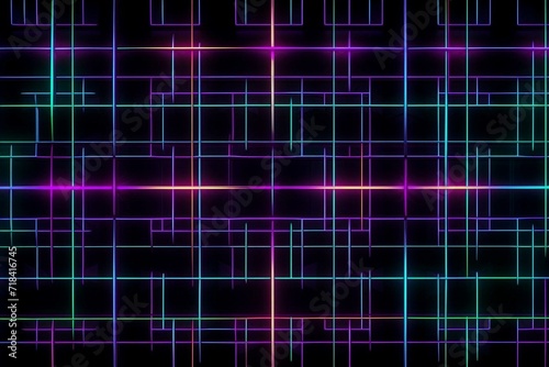 grid pattern with neon accents. Generative AI