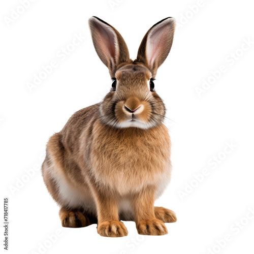 Cute bunny rabbit sitting isolated on white background