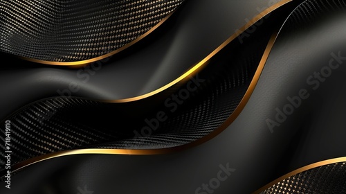 Gold black carbon fiber abstract background photo