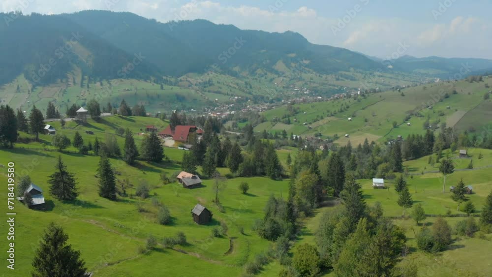 Spectacular Aerial View Of A Village in Bucovina Spectacular Aerial View Of A Village in Bucovina
