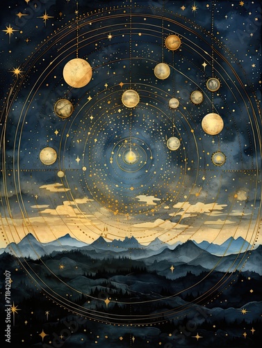 Celestial Zodiac Star Maps: Embracing Modern Landscape with Contemporary Star Map Art photo