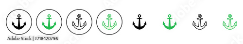 Anchor icon set. Anchor symbol logo. Anchor marine icon.