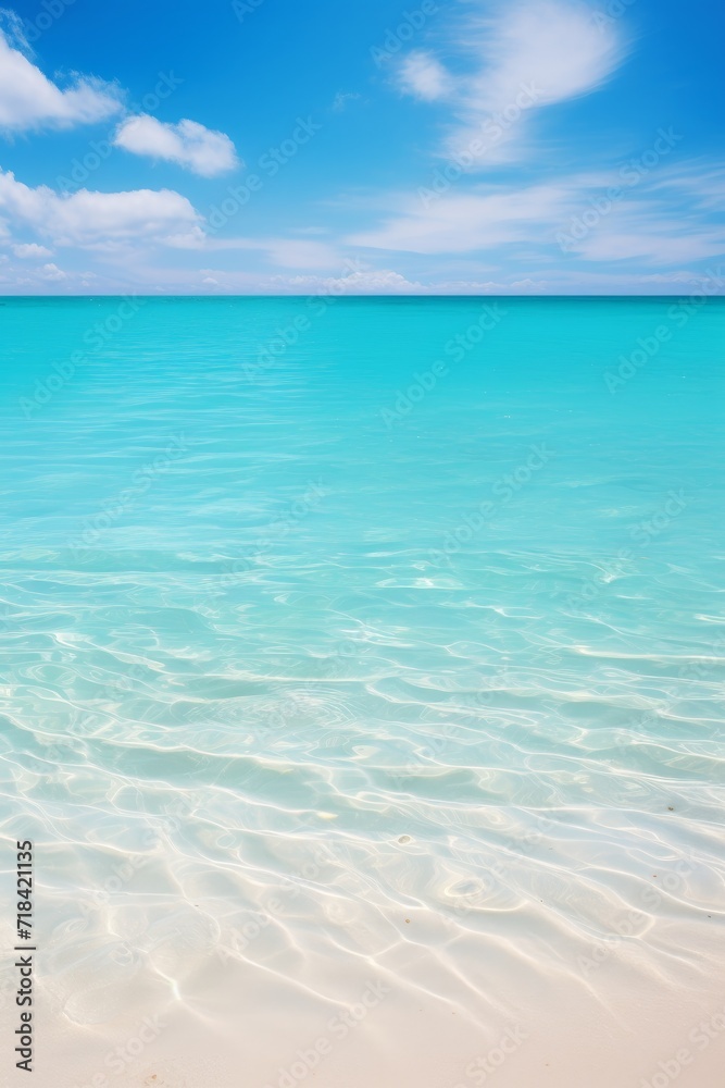 A bright sunny day on an empty beach with crystal clear water AI generated A bright sunny day on an empty beach with crystal clear water AI generated