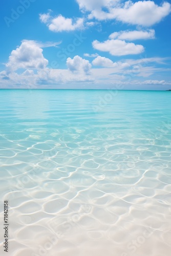 A bright sunny day on an empty beach with crystal clear water AI generated