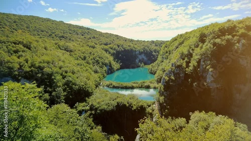 Korana lake overlook on the Plitvice Lakes National Park of Croatia. Novakovica Brod Lake in Natural forest park with lakes and waterfalls in Lika region. UNESCO World Heritage site. photo