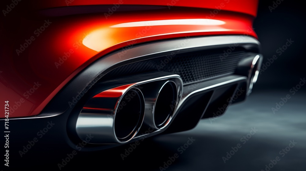 A close shot of a sports cars exhaust pipe in a minimalistic perspective  AI generated