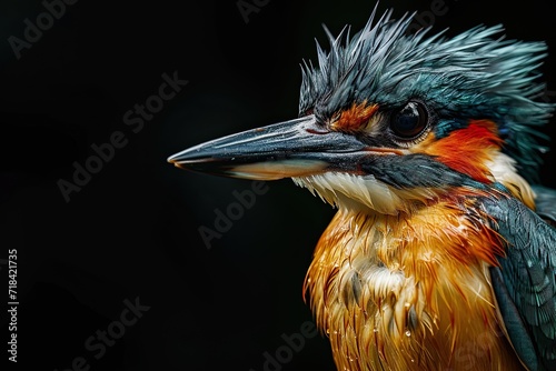 Portrait Enchanted Aviary Sacred Kingfisher Fantasy AI Generative photo