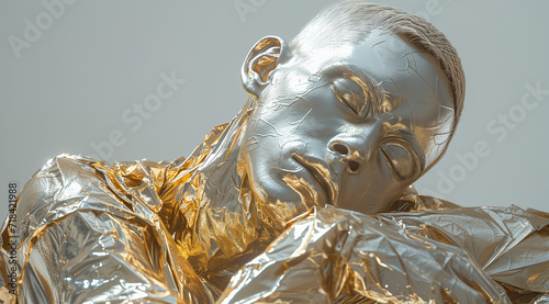 Portrait of a silver-gold sleeping man