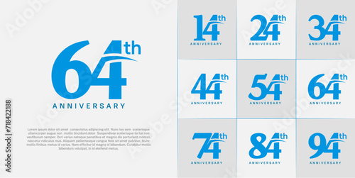 Set of Anniversary Logotype blue color can be use for special day celebration
