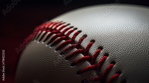 A detailed close-up touch on the lines of a baseball AI generated
