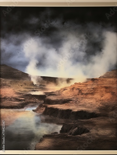 Icelandic Geothermal Springs Framed Landscape Print: Spring Art in Frame