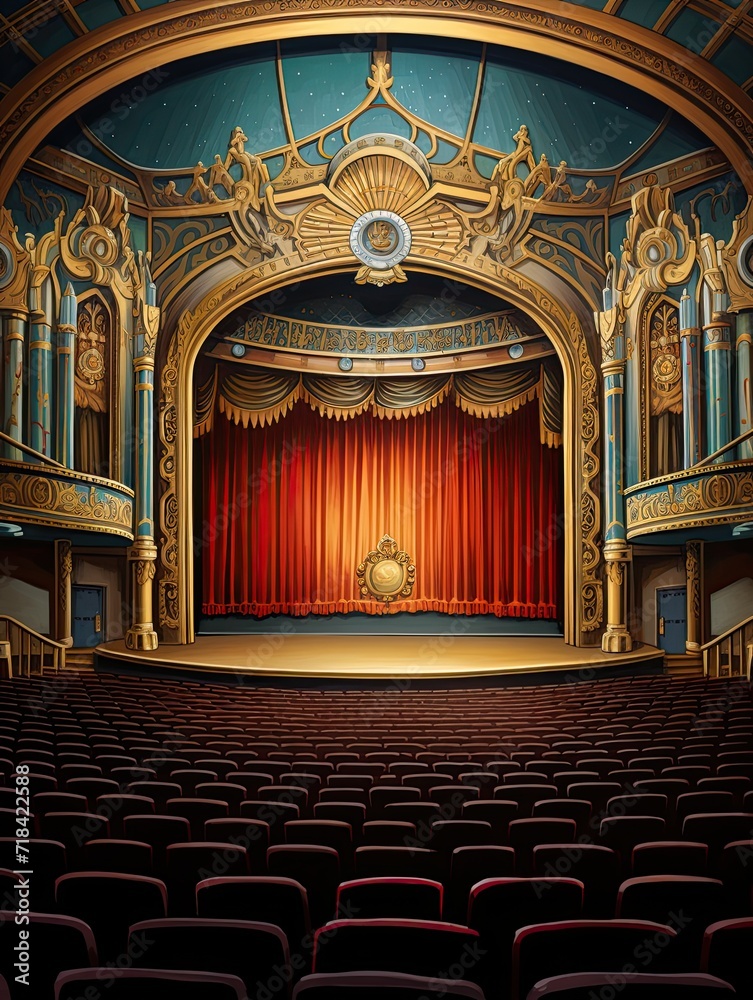 Obraz premium Luxurious Art Deco Theaters Canvas Print: Classic Theater Design Masterpiece