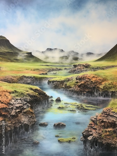 Icelandic Geothermal Springs  Nature s Hot Spring Landscape Wall Art