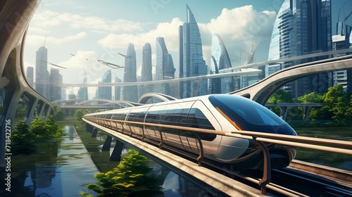 A futuristic transportation system connecting cities  AI generated © Olive Studio
