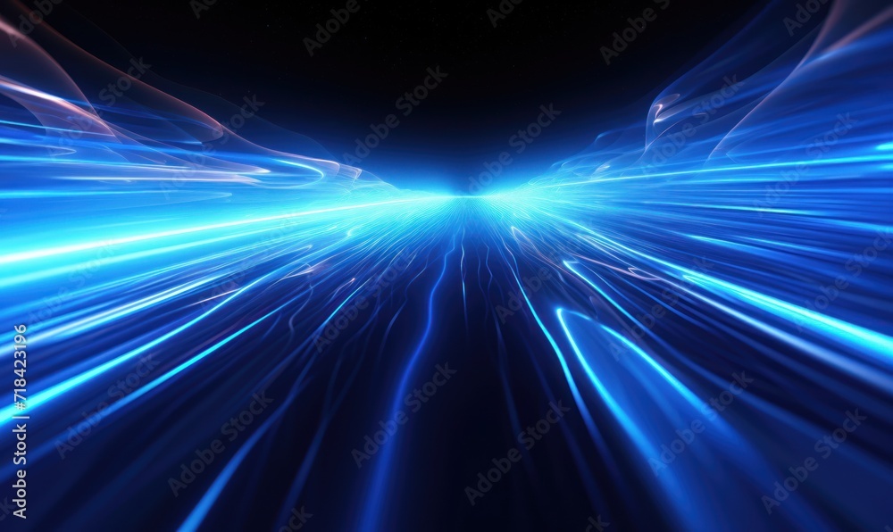 abstract background with blue rays and lights, digitally generated image.