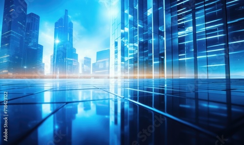 Wallpaper Mural abstract city background with skyscrapers in blue tone.  Torontodigital.ca