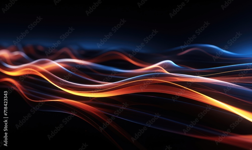 Fototapeta premium abstract background with blue rays and lights, digitally generated image.