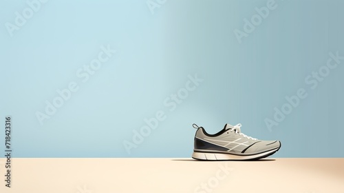 A minimalist backdrop focusing on the grip of an athletes running shoe AI generated photo
