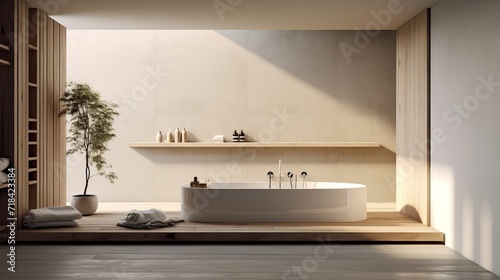 A minimalist bathroom with spa-like features  AI generated