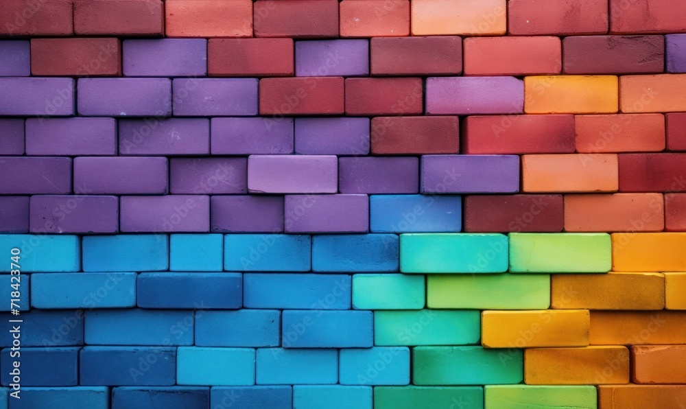 Colorful brick wall background. small bricks of different sizes and colors