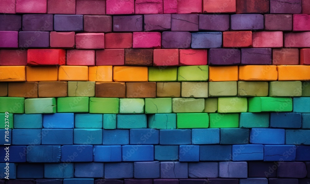 Colorful brick wall background. Abstract background of colorful brick wall.