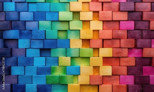 Colorful brick wall background. Abstract background of colorful brick wall.