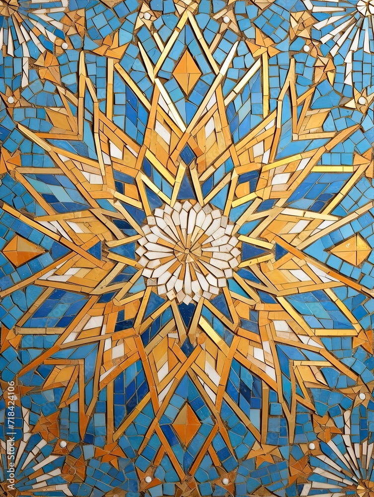 Dawn Hues: Moroccan Tile Mosaics in Early Morning Splendor