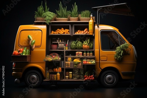 Small delivery van for food & products. Generative AI