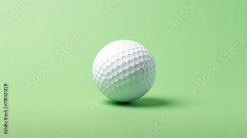 A minimalistic presentation of a golf ball on a light green background AI generated