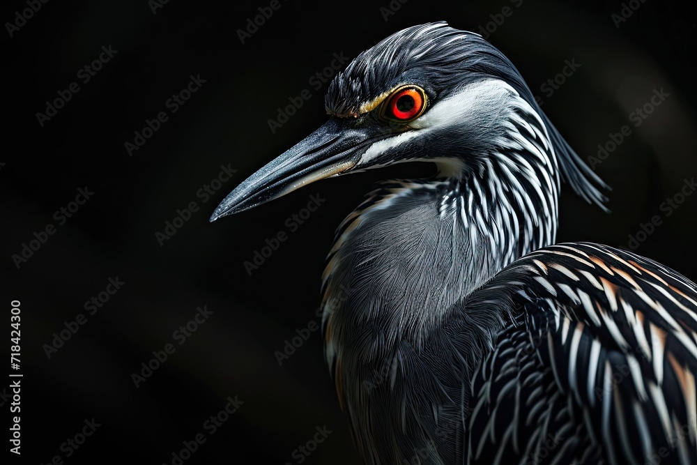 Portrait angry of Yellow-crowned Night Heron on the dark background AI Generative Portrait angry of Yellow-crowned Night Heron on the dark background AI Generative