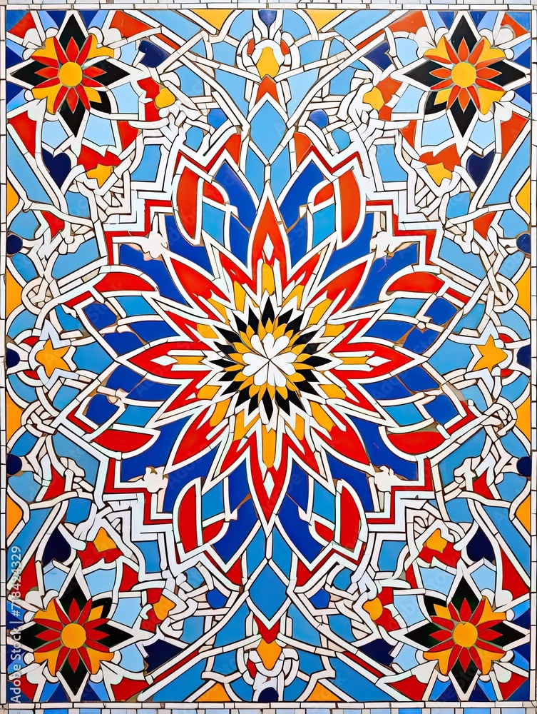Handmade Moroccan Tile Mosaics Original Painting - Intricate Mosaic Patterns for a Stunning Display