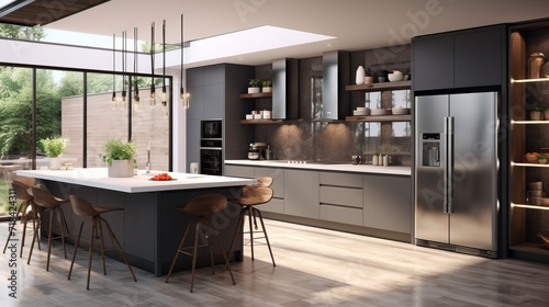 A modern kitchen with smart appliances and energy-efficient design  AI generated