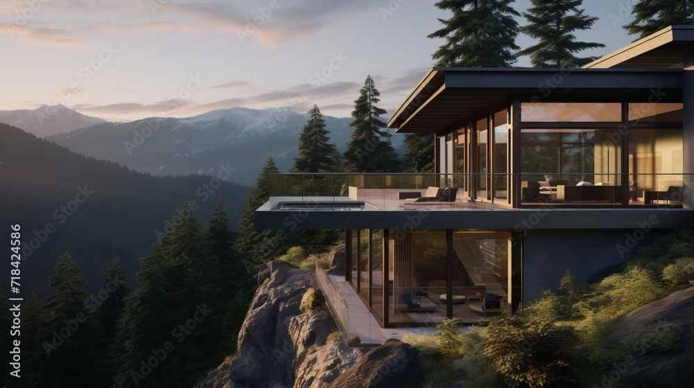 A peaceful mountain retreat with panoramic views AI generated A peaceful mountain retreat with panoramic views AI generated