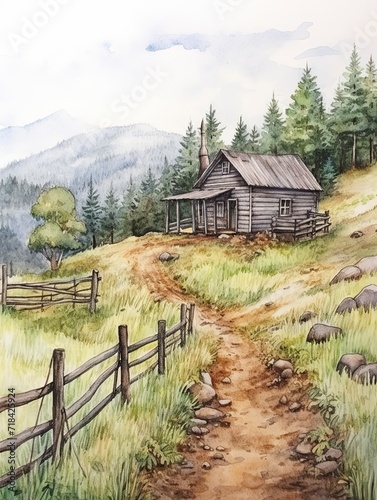 Rustic Appalachian Cabins Wall Art: Vintage Mountain Home Print