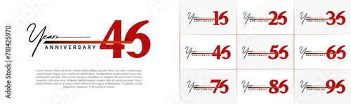 Set of Anniversary Logotype with red ribbon, red color can be use for special day celebration