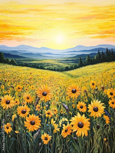 Sprawling Sunflower Meadows: Dawn Over the Sunflower Fields