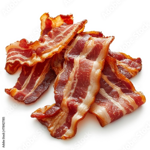 bacon slices isolated on white