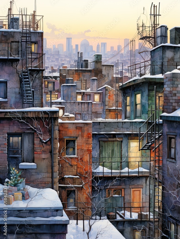 Urban Loft Cityscapes: Winter Wonderland in the Heart of the City