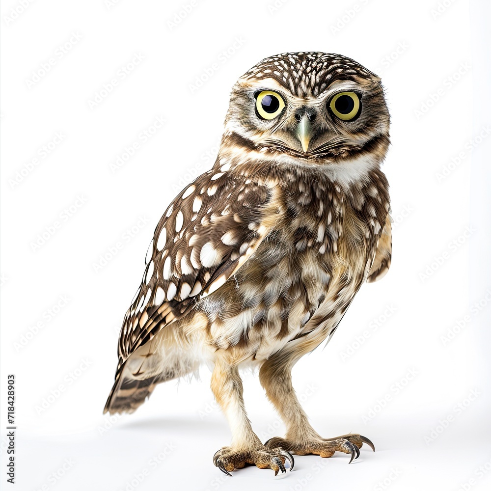 Obraz premium Burrowing Owl on white background AI Generative
