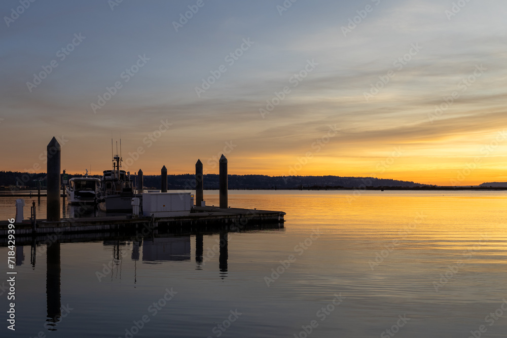 Everett Waterfront Dock at Sunset
