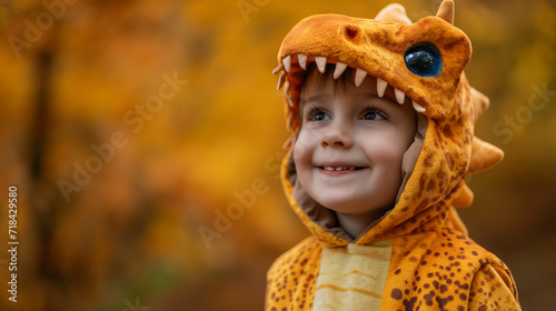 niño disfrazado de dinosaurio
