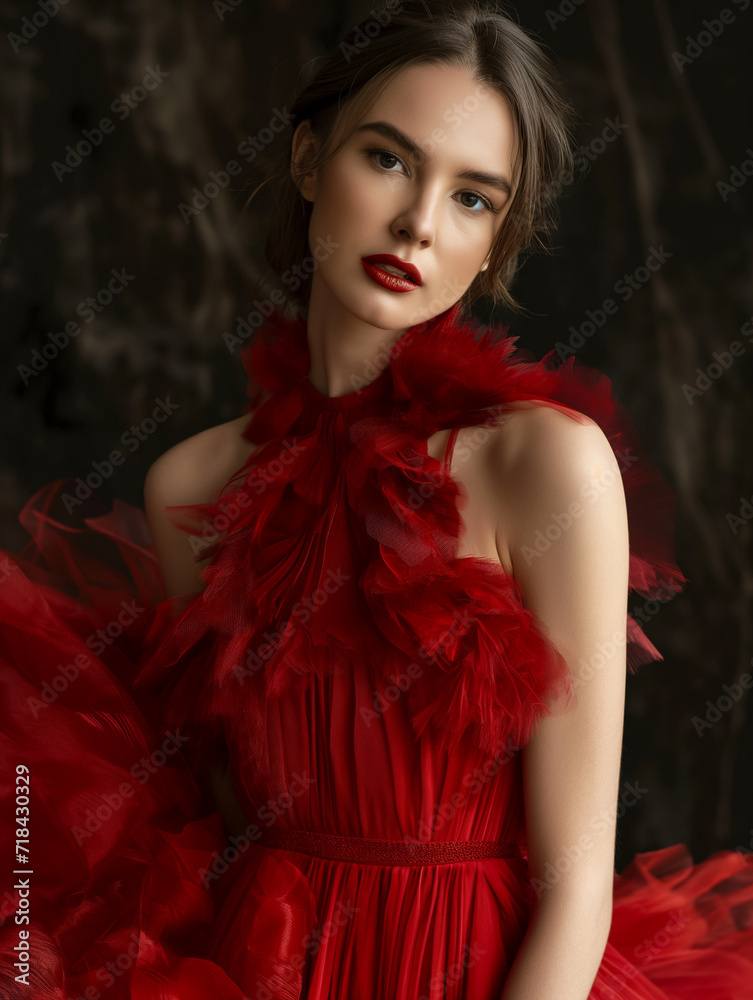 portrait of a woman in red dress portrait of a woman in red dress